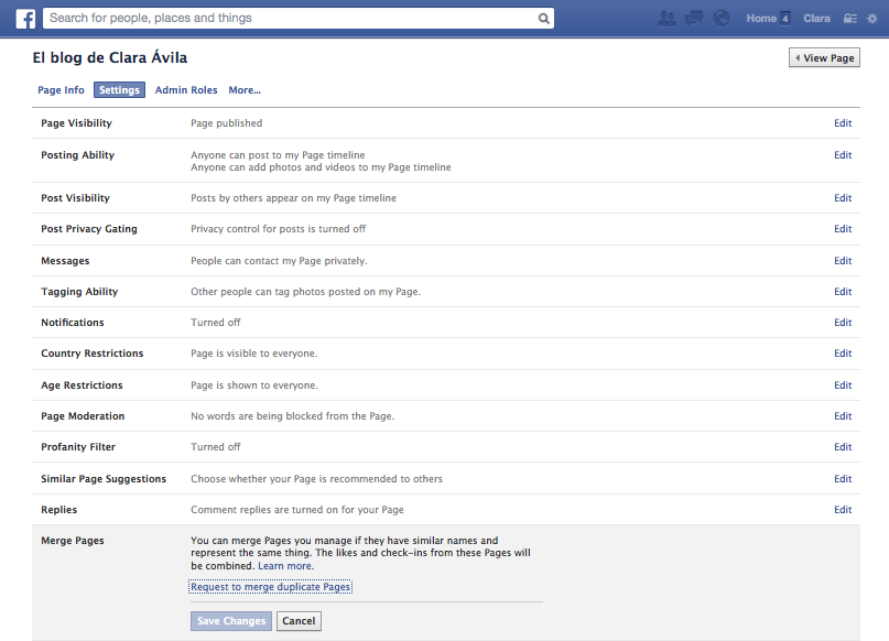 unificar paginas en facebook